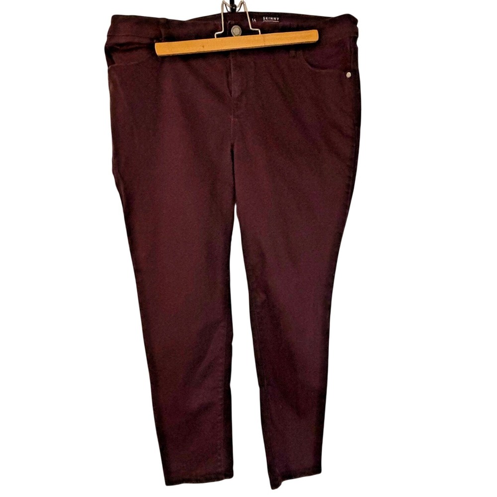 SimplyVera VeraWang Mid Rise Power Stretch Skinny Jeans Raspberry Sz 16 preppy